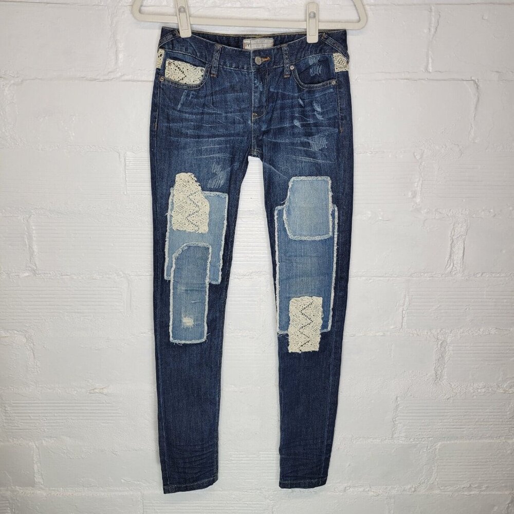 Free People Women's Size 25 Jeans Skinny Patches Lace